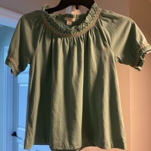 Crewcuts Sage Green Smocked Short Sleeve Top